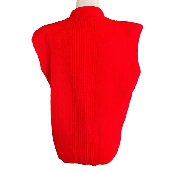 Vtg Sweater Vest Red Grandpacore College Point Made In USA Button Up Pockets L - Picture 5 of 9
